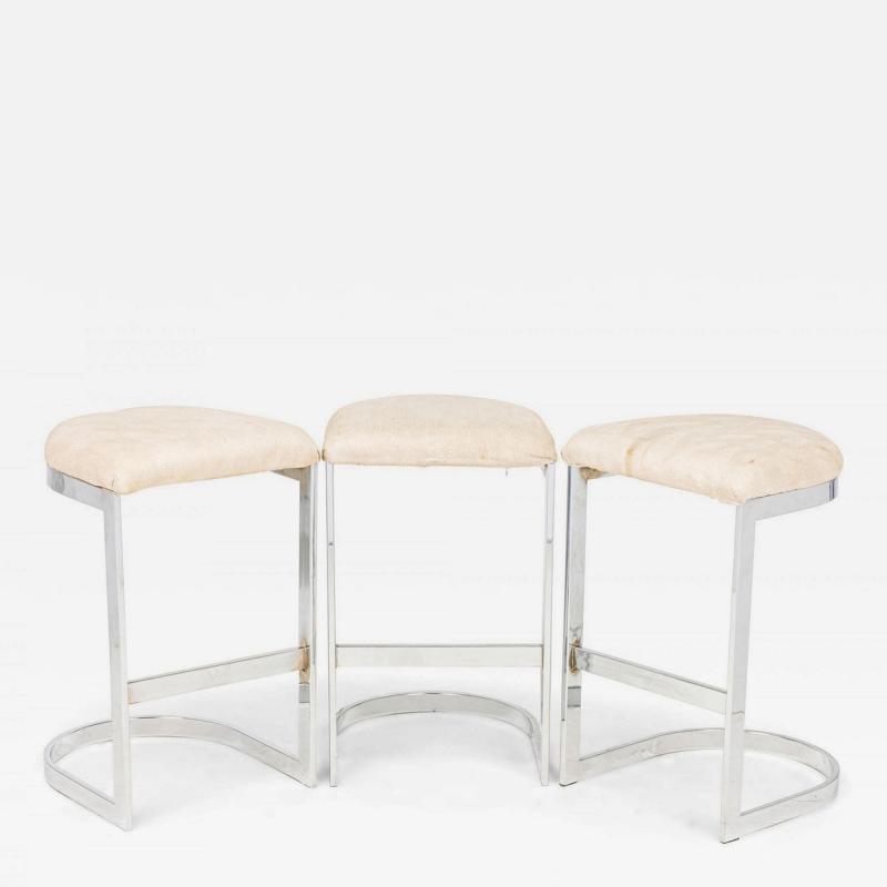 Set of 3 Dillingham Mid Century American Horseshoe Cantilevered Off White Meta
