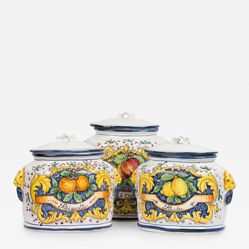 Set of 3 Italian Mid Century Style Ceramic Food Canisters