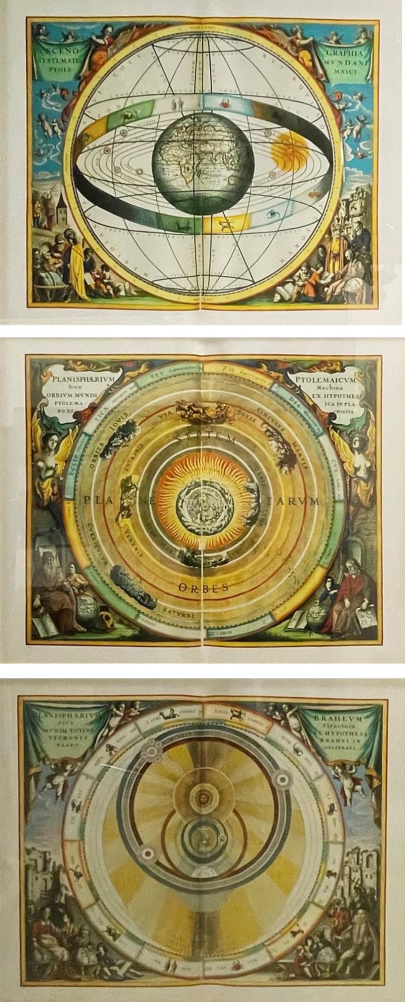 Set of 3 Italian Renaissance Celestial Lithographs of the Universe