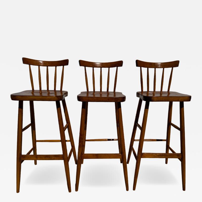 Set of 3 Maple Spindle Back Barstools