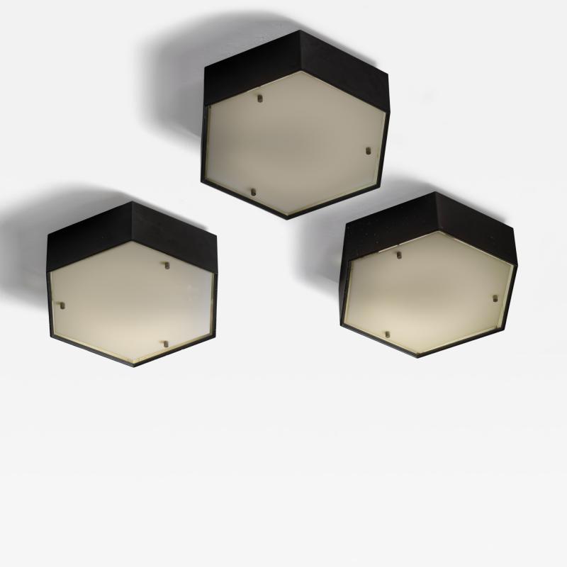 Set of 3 hexagonal ceiling lamps