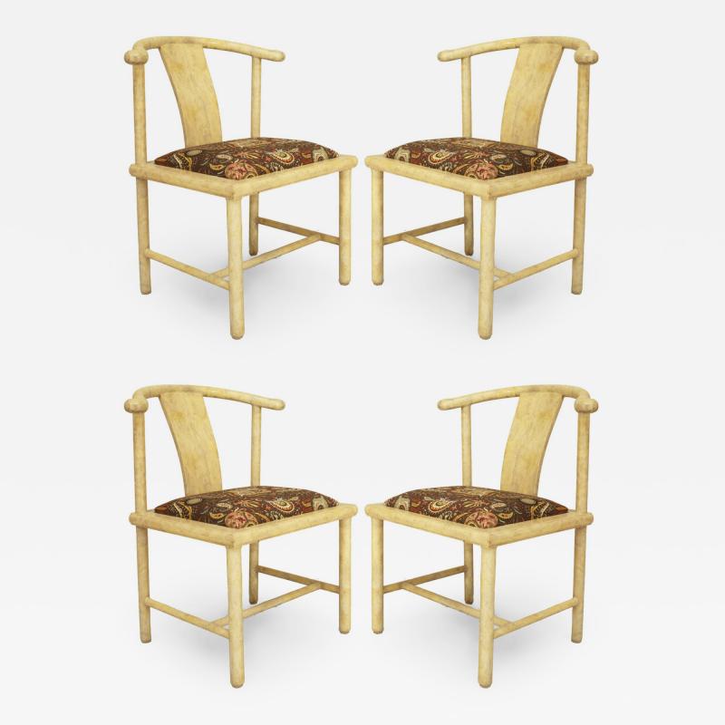 Set of 4 American Mid Century Parchment Side Chairs