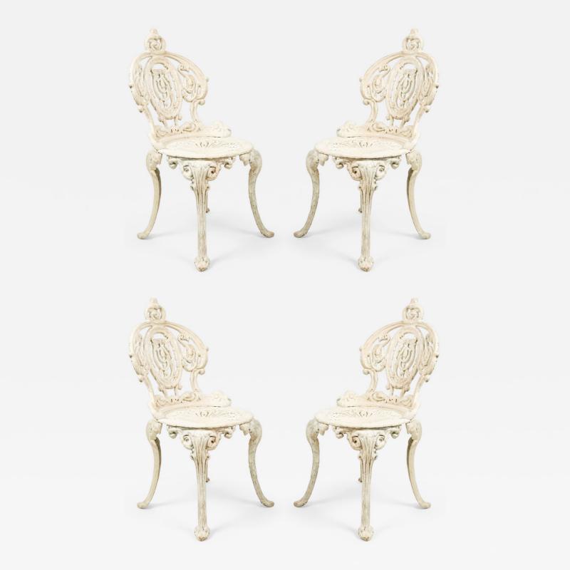 Set of 4 American Victorian Painted Iron Side Chairs