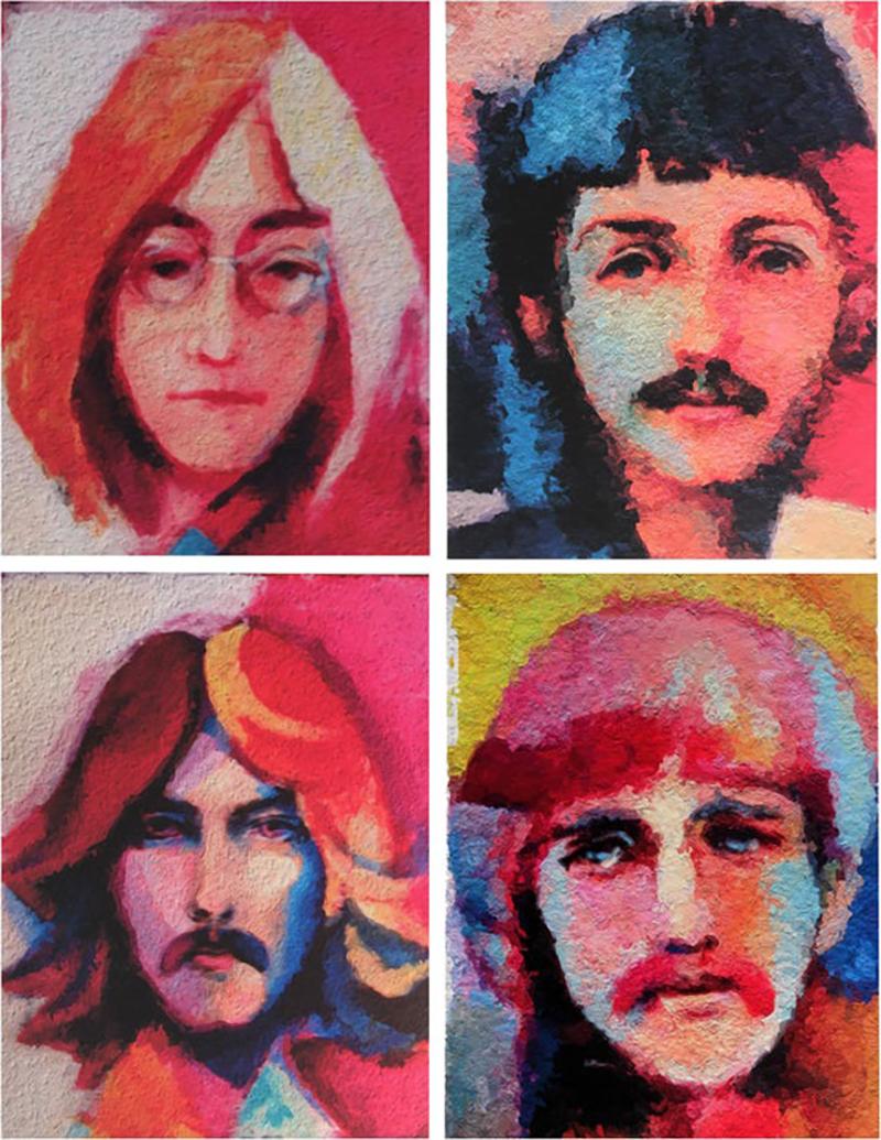 Set of 4 Beatle Portraits Lithographs by David Adickes 2017 3 20