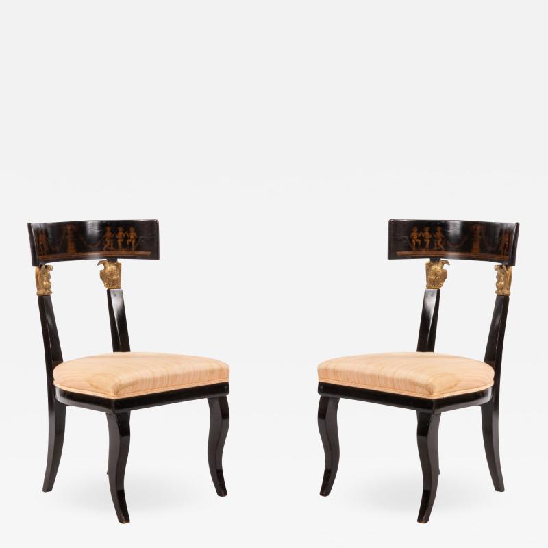 Set of 4 Continental Austrian Ebonized Side Chairs