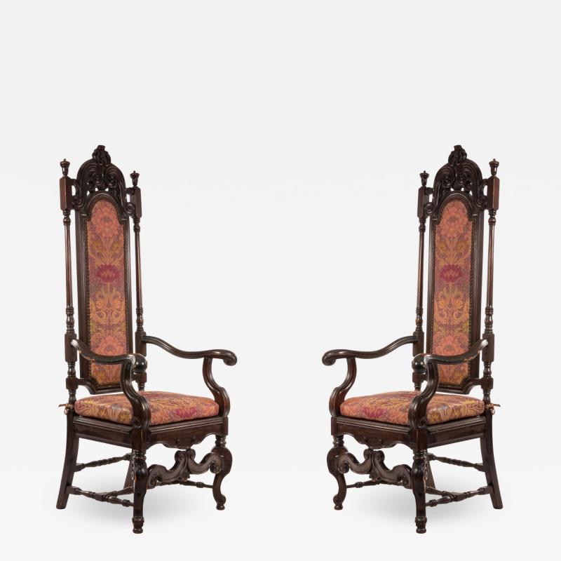 Set of 4 English James II Walnut Arm Chair