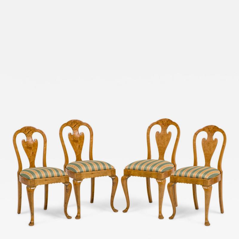 Set of 4 English Queen Anne Style Side Chairs