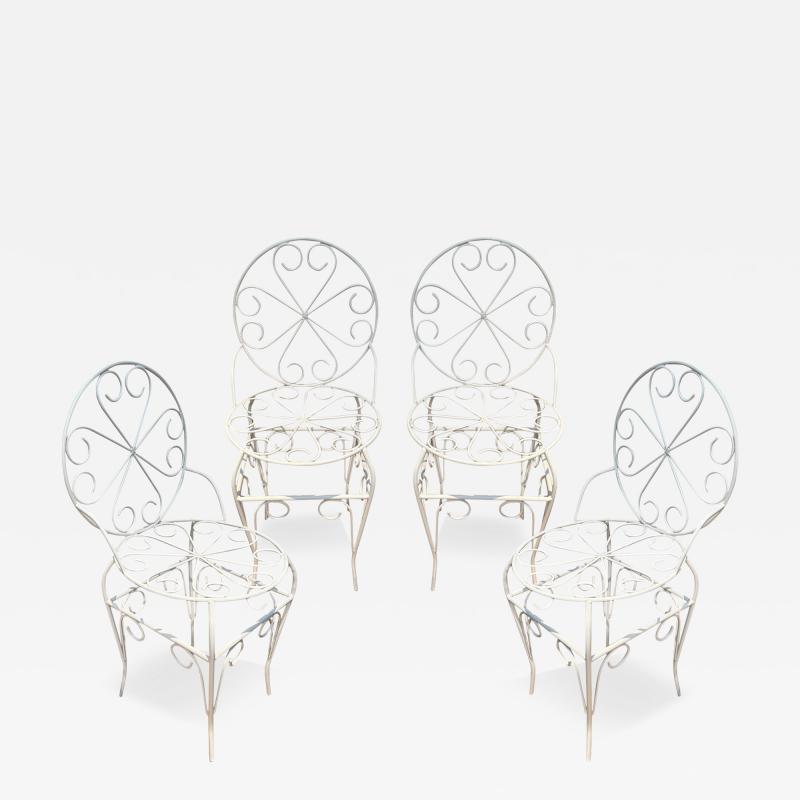Set of 4 French 1950s Decorative Garden Chairs 5 Available 