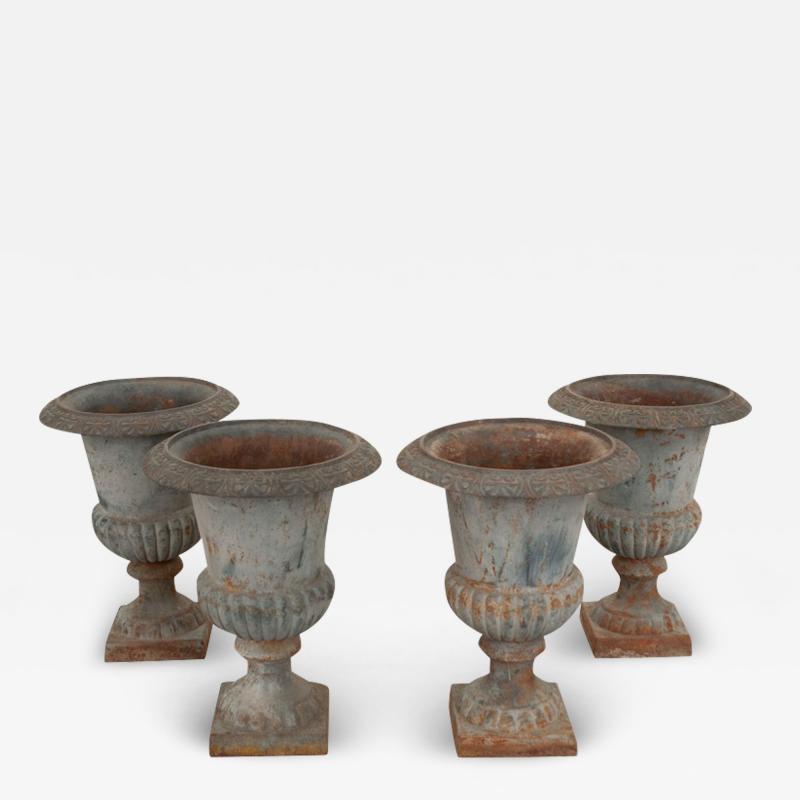 Set of 4 French 19th Century Iron Garden Urns