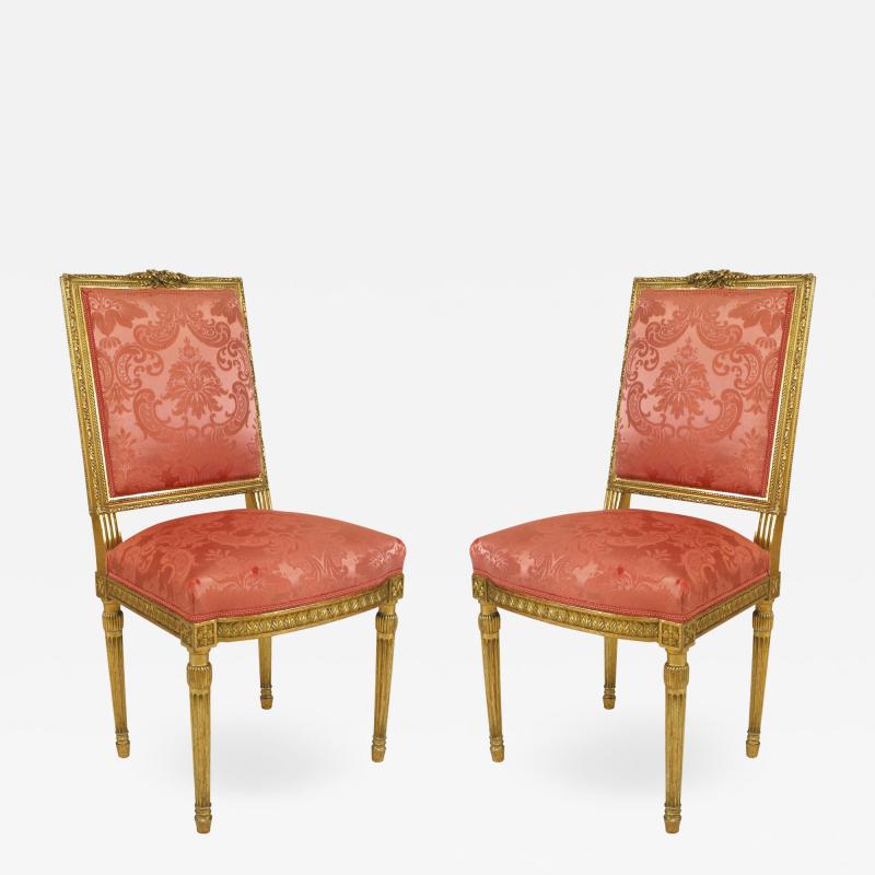 Set of 4 French Louis XVI Silk Side Chairs