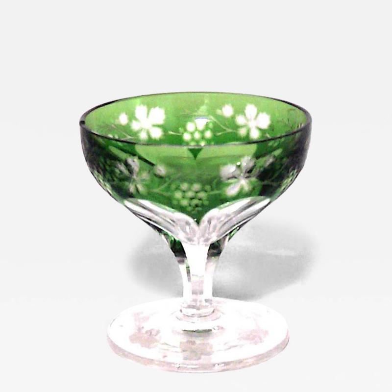 Set of 4 French Victorian Green Liqueur Glasses
