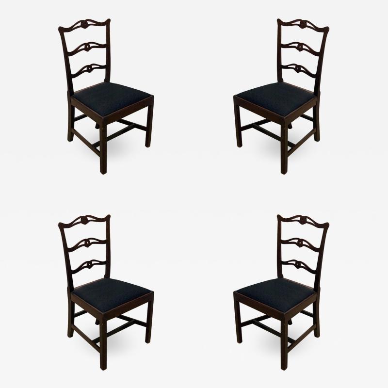 Set of 4 George III Ladder Back Side Chairs with Slip Seats