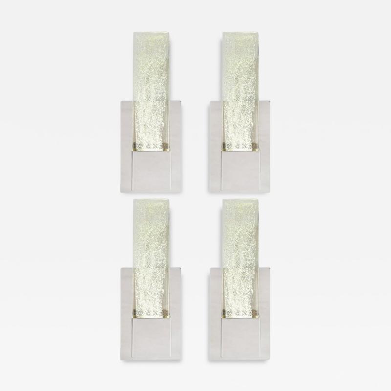 Set of 4 Handblown Murano Glass Sconces in Nickel w 24 karat Gold Flecks
