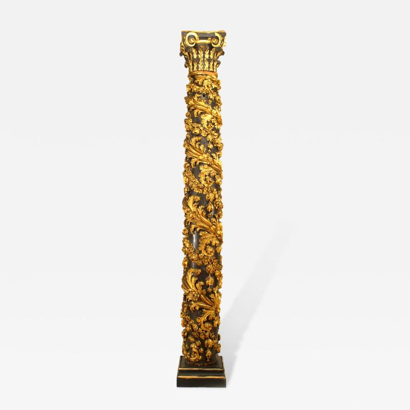 Set of 4 Italian Rococo Painted Carved Columns