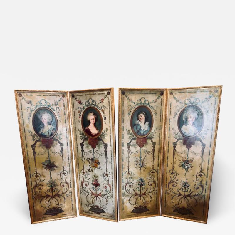 Set of 4 Large French 19th Century Oil on Canvas Wall Panels Trumeau Paintings