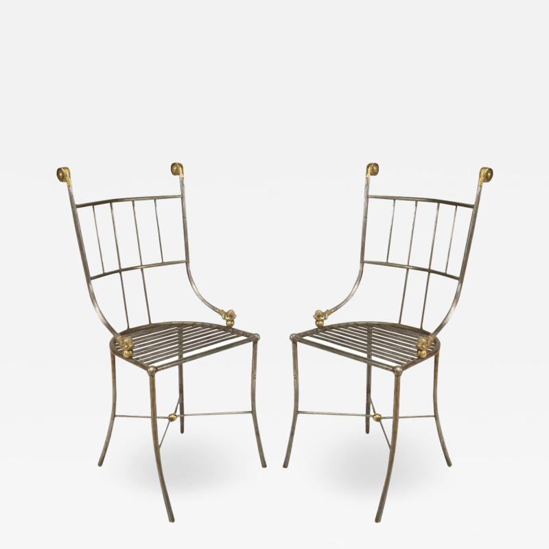 Set of 4 Outdoor English Regency Brass Side Chairs