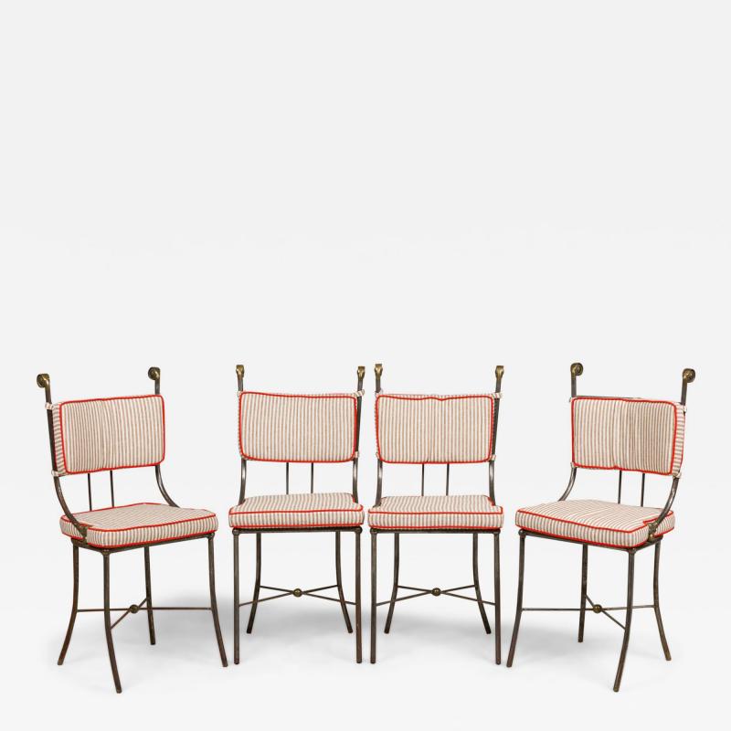 Set of 4 Outdoor English Regency Brass Side Chairs