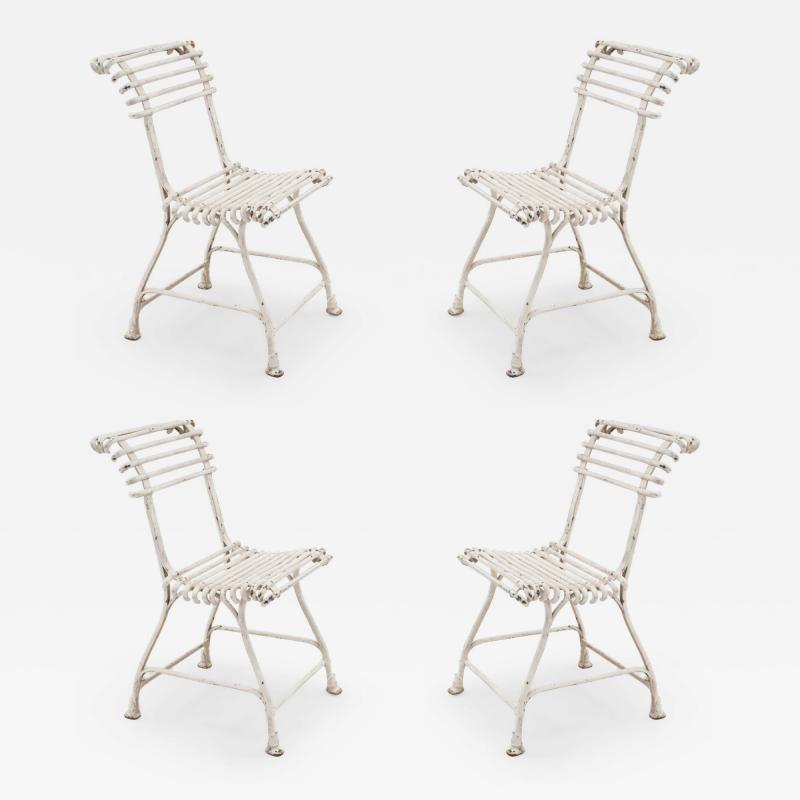Set of 4 Outdoor Painted Iron Side Chairs