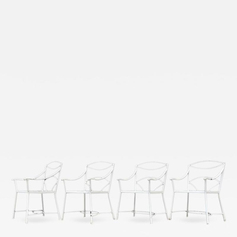 Set of 4 Regency Style Wrought Iron Armchairs
