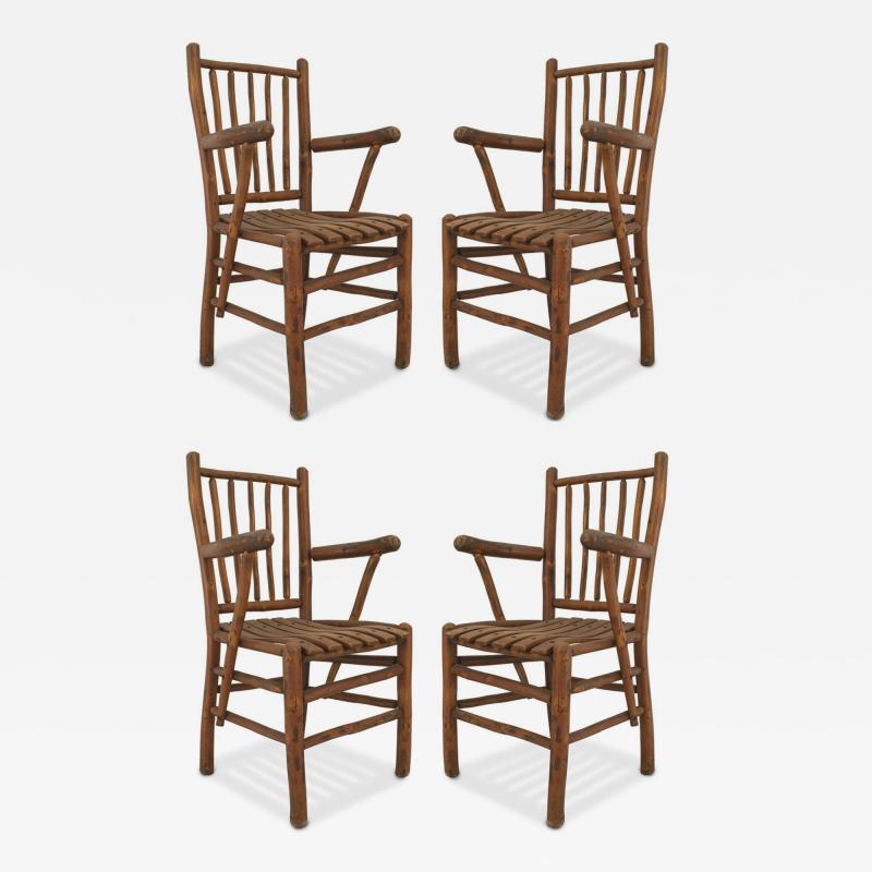 Set of 4 Rustic Old Hickory Arm Chairs