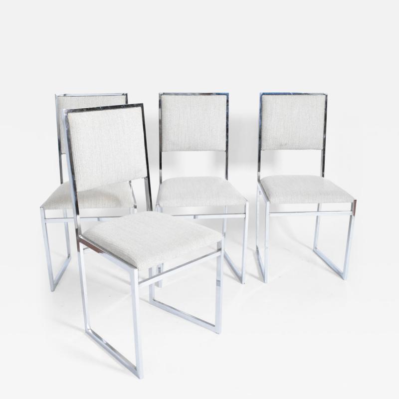 Set of 4 Willy Rizzo style chromed chairs 1970s 