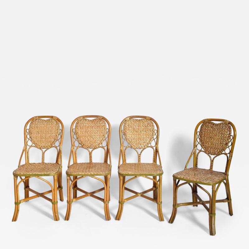 Set of 4 rattan chairs 1970s 