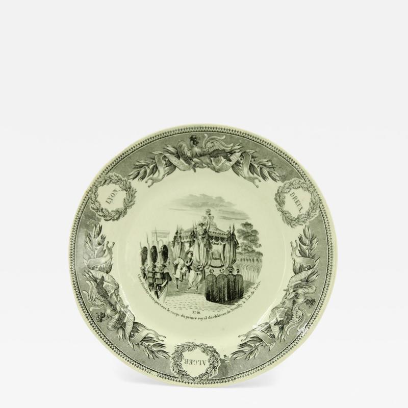 Set of 5 French Victorian Transferware Plates of Historical Landmarks
