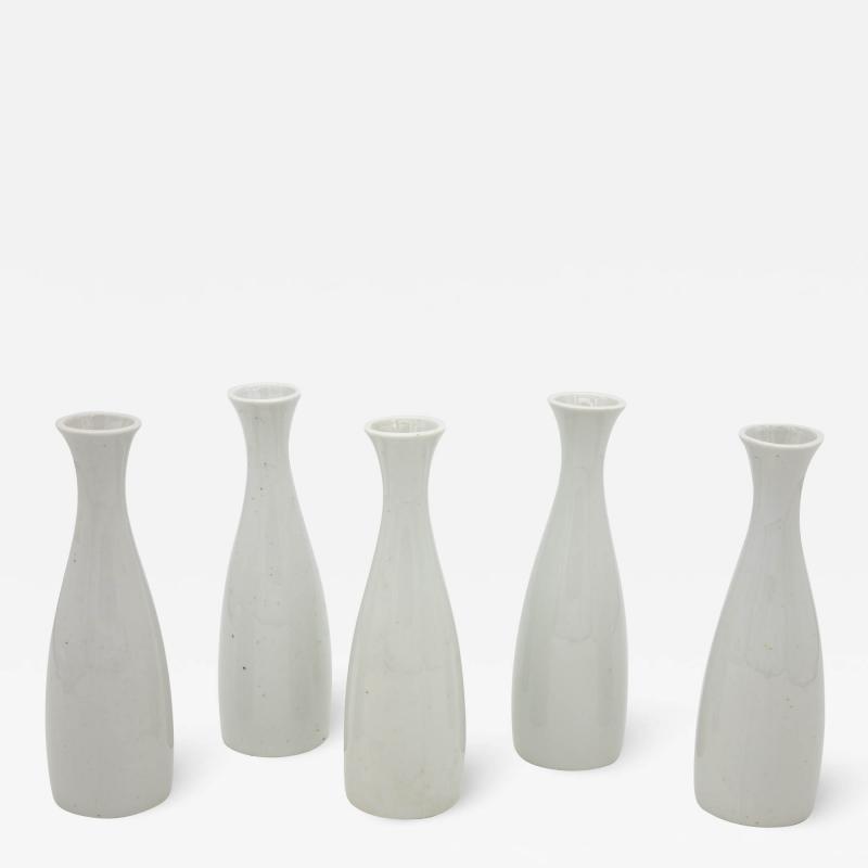 Set of 5 Modern White Ceramic Bud Vases