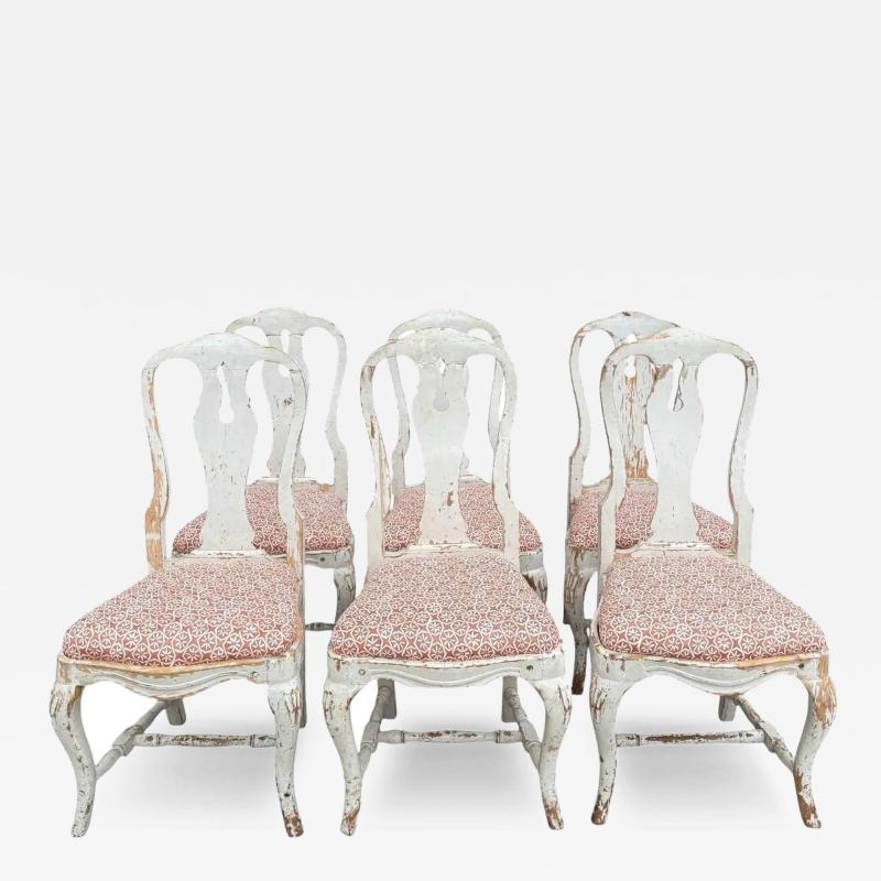 Set of 6 Antique 18 C Gustavian Dining Chairs W Carolina Irving Andaluz Linen