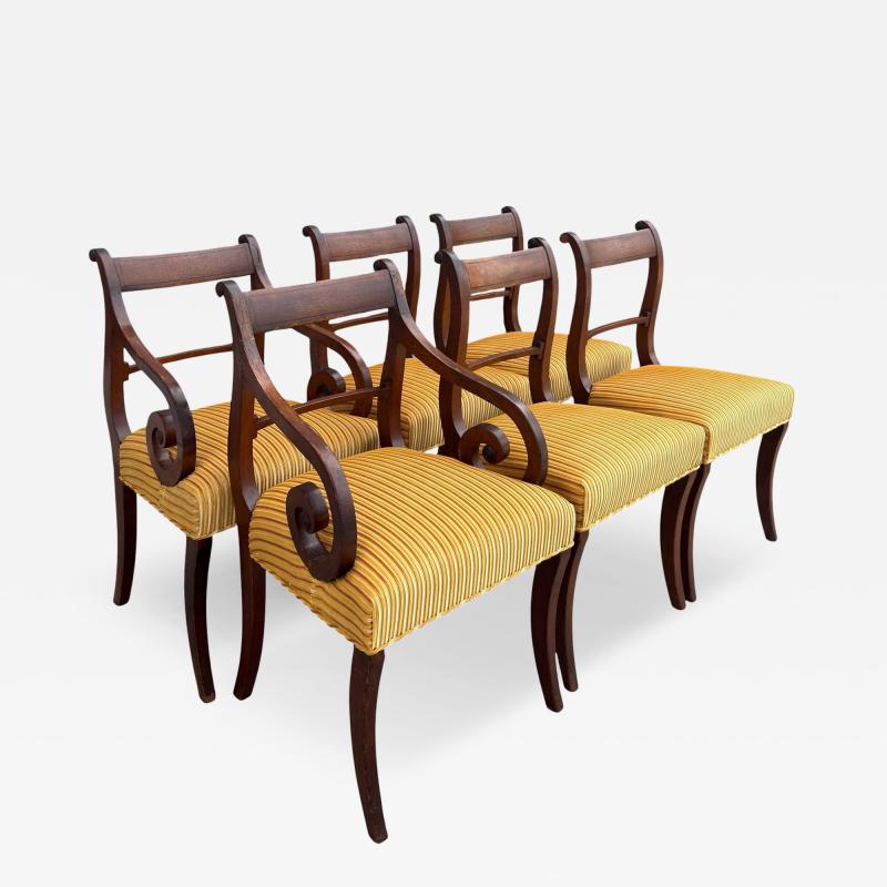 Set of 6 Antique Early 19th C Regency Mahogany Dining Chairs