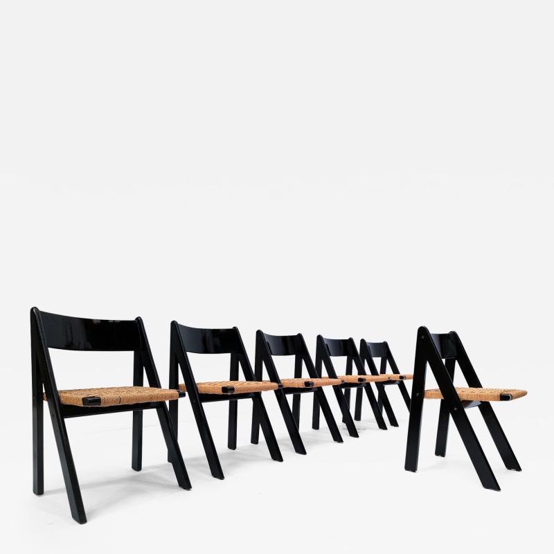 Set of 6 Black Mid Century Dining Chairs