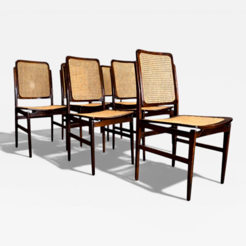 Set of 6 Chairs in Rosewood Cane Unknown 1960s