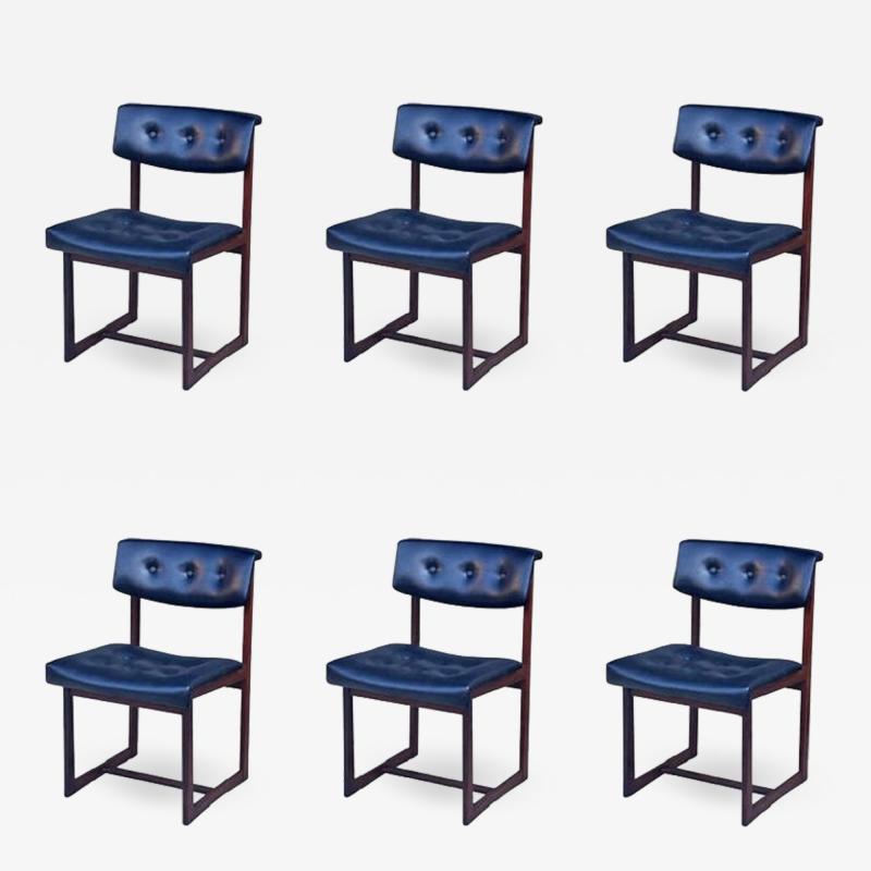 Set of 6 Comfortable Brazilian Rosewood Chairs