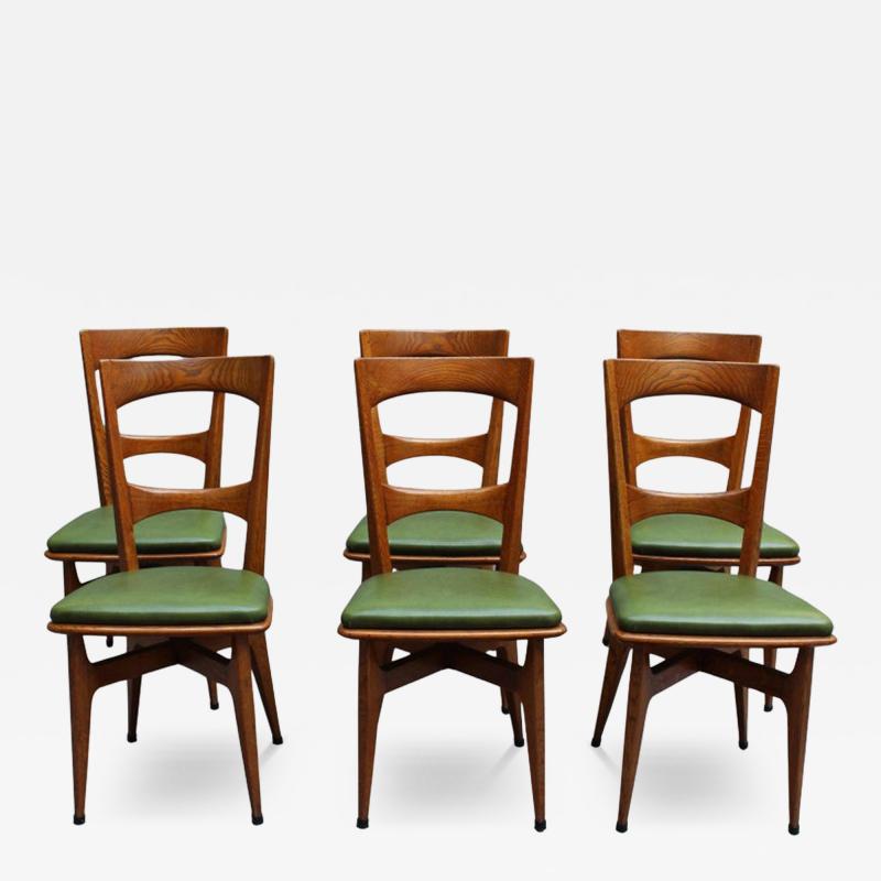 Set of 6 Fine French 1950s 1960s Dining Chairs