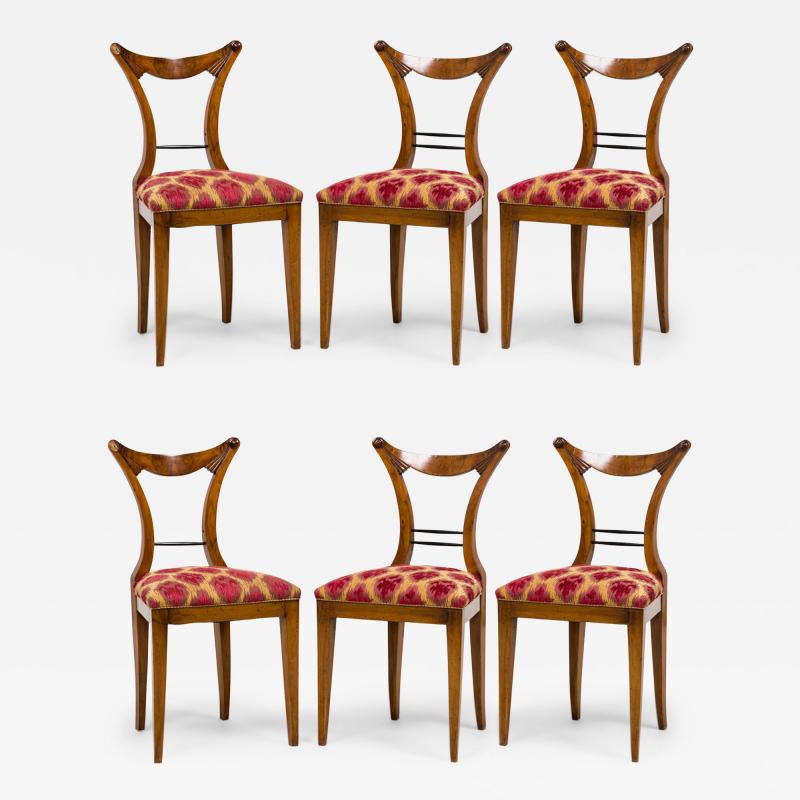 Set of 6 Josef Danhauser Biedermeier Viennese Upholstered Dining Chairs
