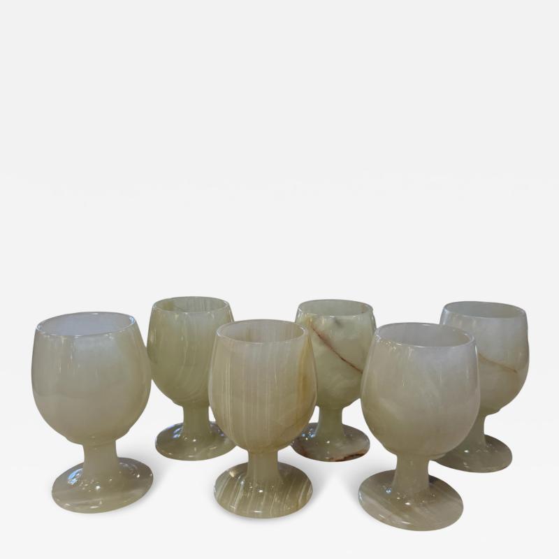Set of 6 Marble Goblets Chalice Glasses