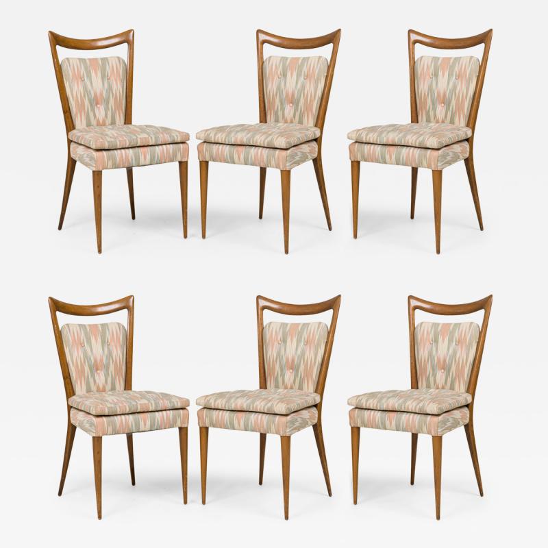 Set of 6 Melchiorre Bega Mid Century Italian Zigzag Upholstered Dining Chairs