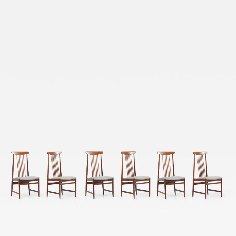 Set of 6 Spindle Back Dining Chairs Denmark 1960s