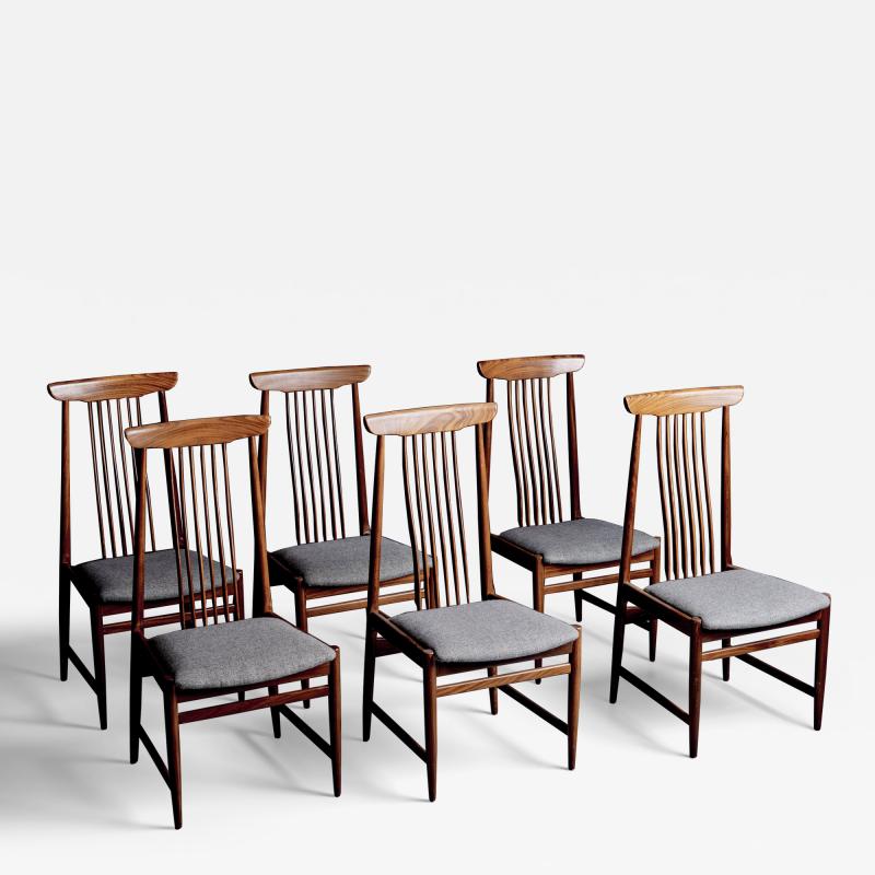 Set of 6 Spindle Back Dining Chairs in Teak