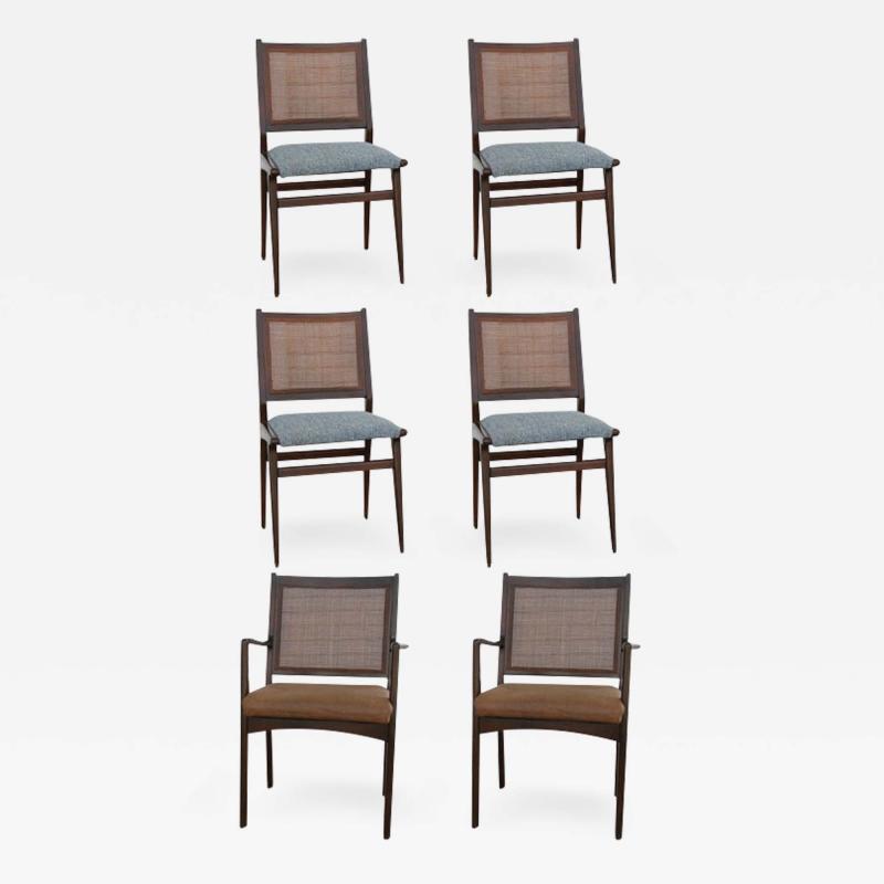 Set of 6 Swedish Dining Chairs Attributed to Karl Erik Ekselius in Teak and Cane