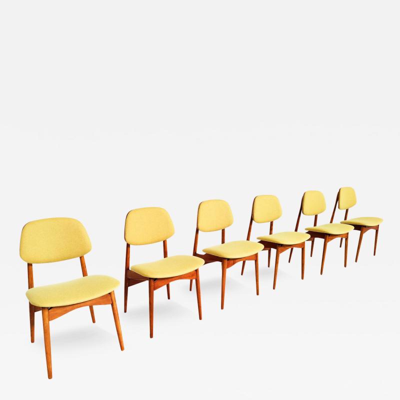 Set of 6 Yellow Mid Century Modern Dining Chairs