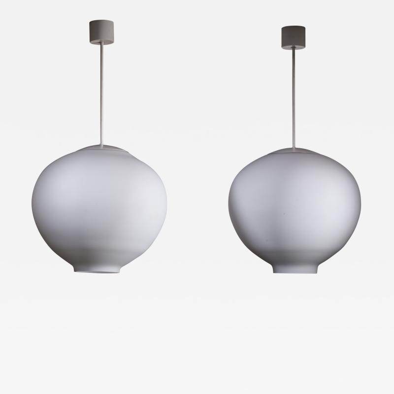 Set of 6 opaline glass pendant lamps
