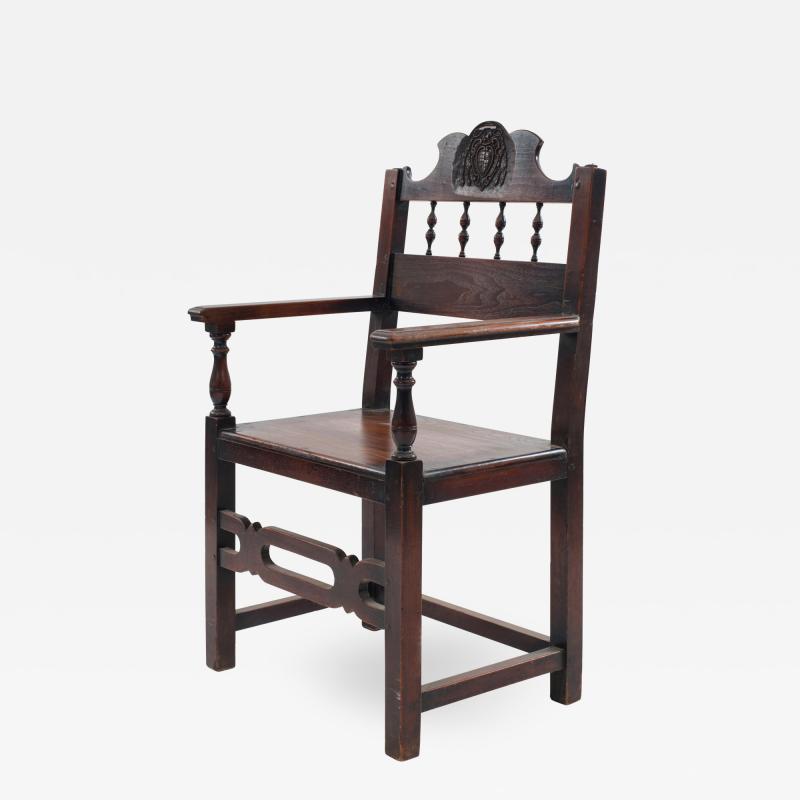 Set of 7 English Renaissance Walnut Arm Chairs