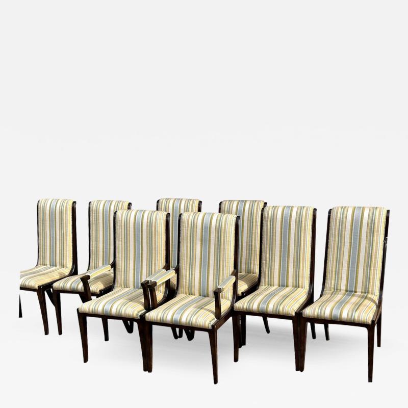 Set of 8 1970 s William Doezema for Mastercraft Amboyna Wood Dining Chairs