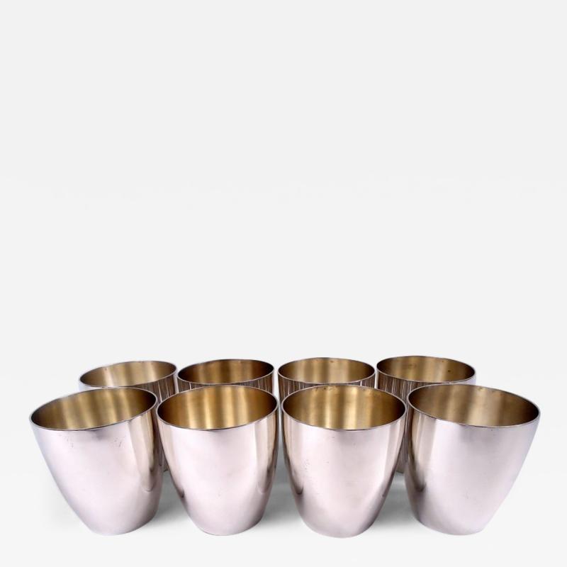 Set of 8 American Art Deco Sterling Silver Tumblers Bar Cups