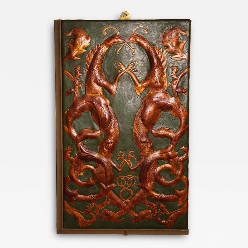 Set of 8 Chinoiserie Leather Valence Panels