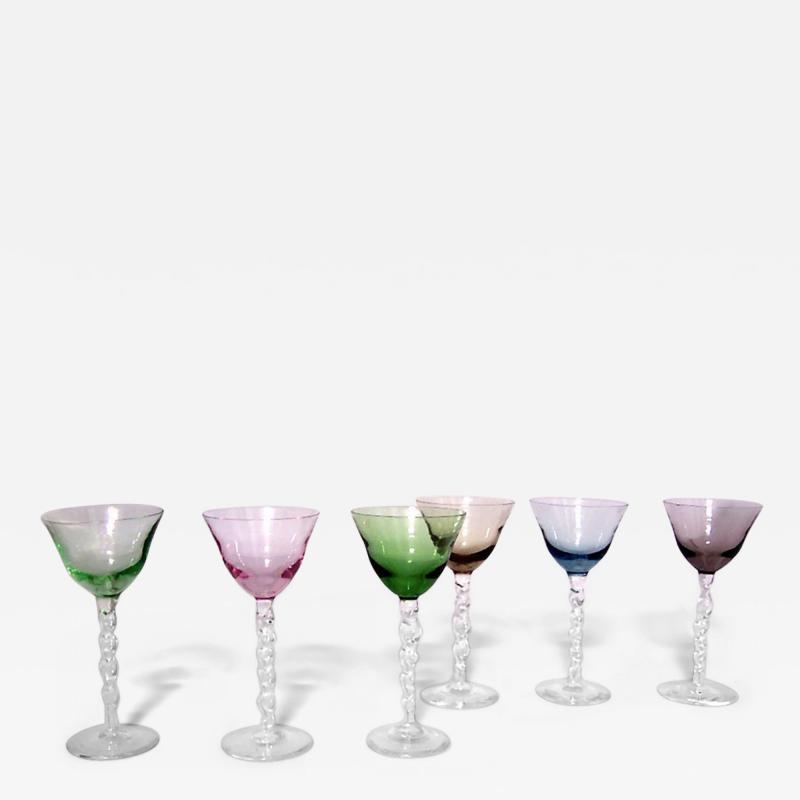 Set of 8 Color Crystal Wine Glasses