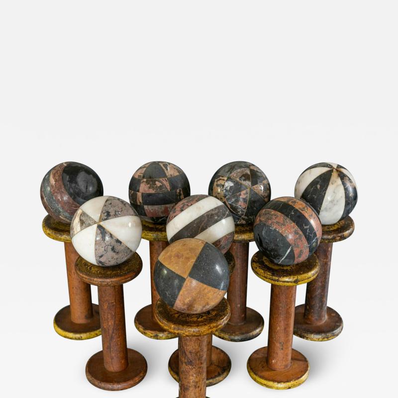 Set of 8 Decorative French Early 20th Century Marble Spheres Balls