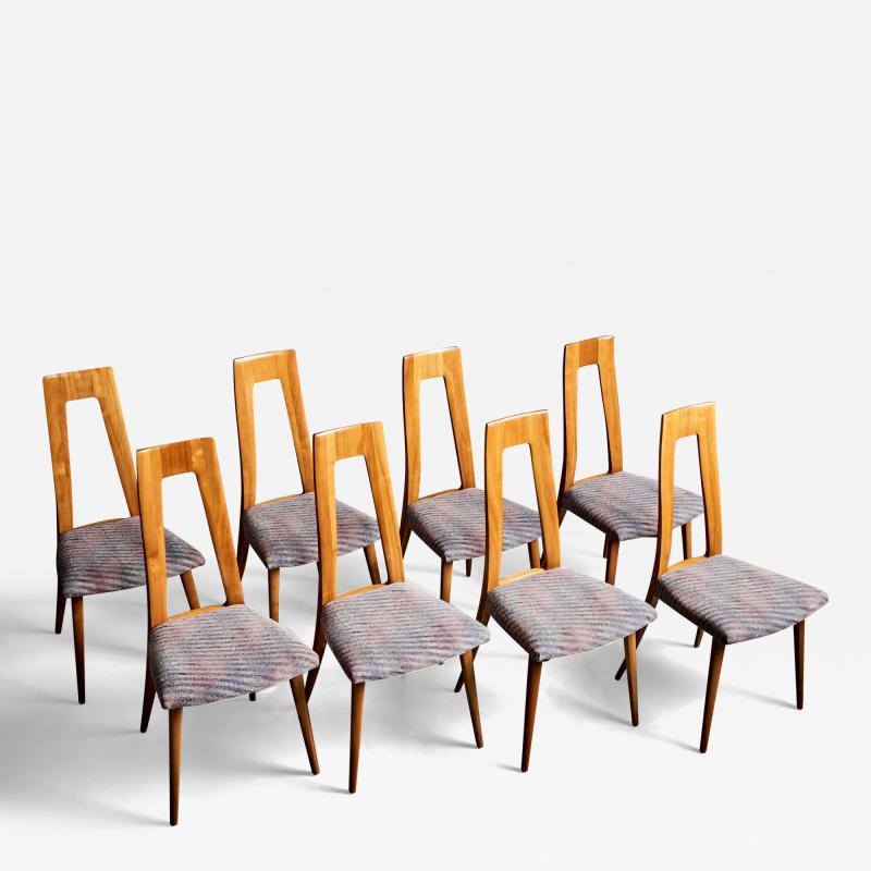 Set of 8 Dining Chairs by Ernst Martin Dettinger in Cherry Wood Germany