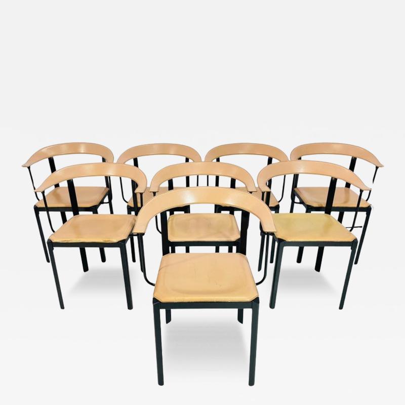 Set of 8 Dining Chairs by Giancarlo Vegni for Fasem Italy 1970s